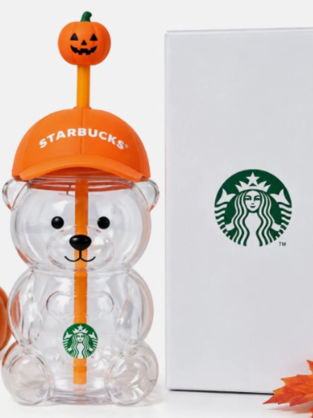 Halloween Starbucks Bearista Bear Cup Tumblers With Pumpkin Topper Baseball Cap